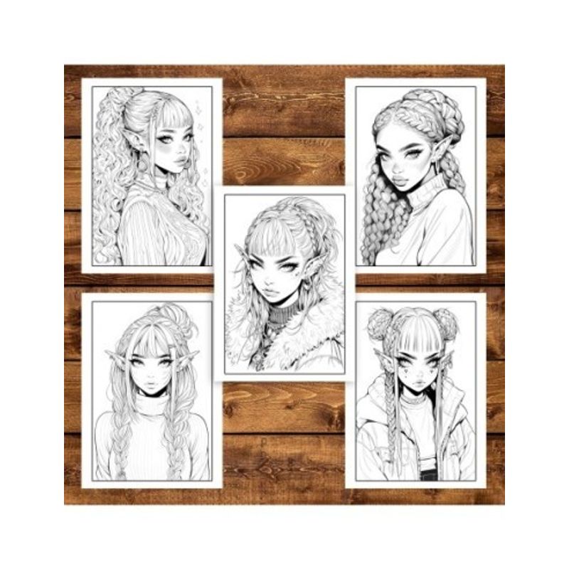 Carti si Birotica - Carti - Carti pentru copii - Carti de colorat - Carte de colorat pentru adulti, 50 de ilustratii Sassy Elf Girls - Volumul II, 106 pagini, A5 - Infinity.ro