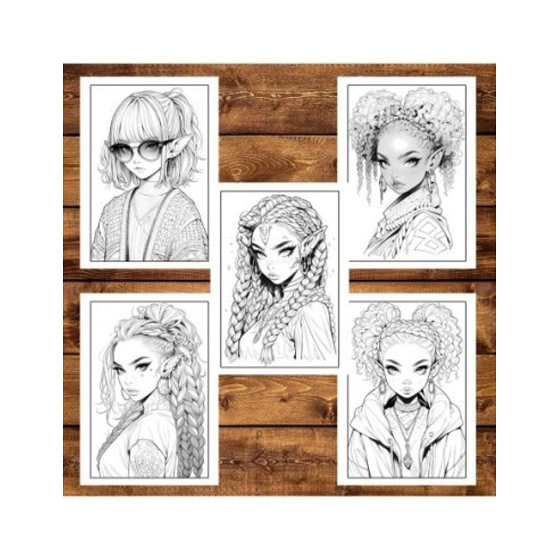 Carti si Birotica - Carti - Carti pentru copii - Carti de colorat - Carte de colorat pentru adulti, 50 de ilustratii Sassy Elf Girls - Volumul I, 106 pagini, A5 - Infinity.ro