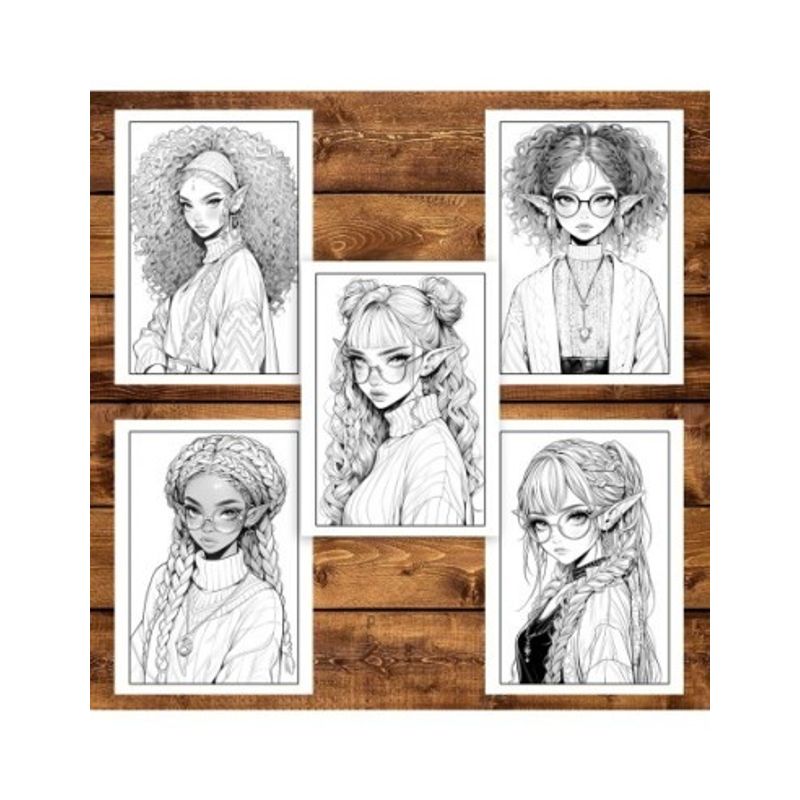 Carti si Birotica - Carti - Carti pentru copii - Carti de colorat - Carte de colorat pentru adulti, 50 de ilustratii Sassy Elf Girls - Volumul I, 106 pagini, A5 - Infinity.ro