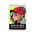 Carti si Birotica - Carti - Carti pentru copii - Carti de colorat - Carte de colorat pentru adulti, 50 de ilustratii Sassy Elf Girls - Volumul I, 106 pagini, A5 - Infinity.ro
