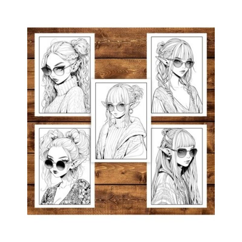Carti si Birotica - Carti - Carti pentru copii - Carti de colorat - Carte de colorat pentru adulti, 50 de ilustratii Sassy Elf Girls - Volumul I, 106 pagini, A5 - Infinity.ro