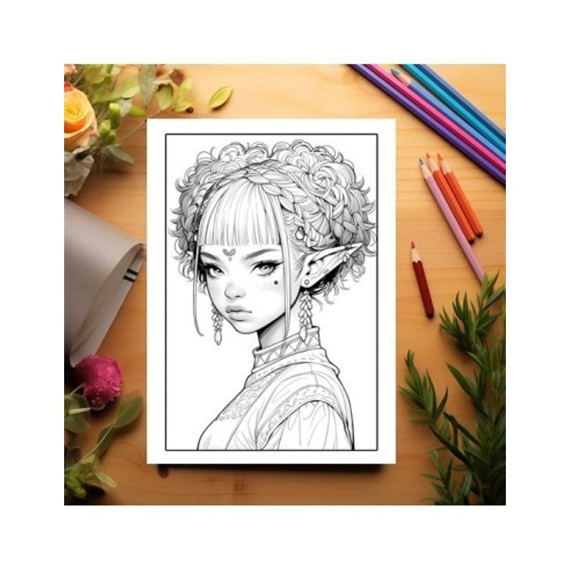 Carti si Birotica - Carti - Carti pentru copii - Carti de colorat - Carte de colorat pentru adulti, 50 de ilustratii Sassy Elf Girls - Volumul I, 106 pagini, A5 - Infinity.ro