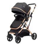 Jucarii, Copii si Bebe - Carucioare si articole de transport - Carucioare - Carucioare 2 in 1 - Carucior 2 in 1 pliabil si reversibil pentru bebelusi, cu cos de depozitare, 0-36 luni, pana la 15 kg, negru - Infinity.ro