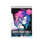 Carti si Birotica - Carti - Carti pentru copii - Carti de colorat - Carte de colorat pentru adulti, 50 de ilustratii, Anime Angel Girls, 106 pagini, A5 - Infinity.ro