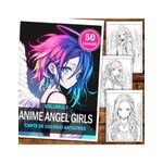 Carti si Birotica - Carti - Carti pentru copii - Carti de colorat - Carte de colorat pentru adulti, 50 de ilustratii, Anime Angel Girls, 106 pagini, A5 - Infinity.ro