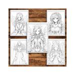 Carti si Birotica - Carti - Carti pentru copii - Carti de colorat - Carte de colorat pentru adulti, 50 de ilustratii, Anime Angel Girls, 106 pagini, A5 - Infinity.ro