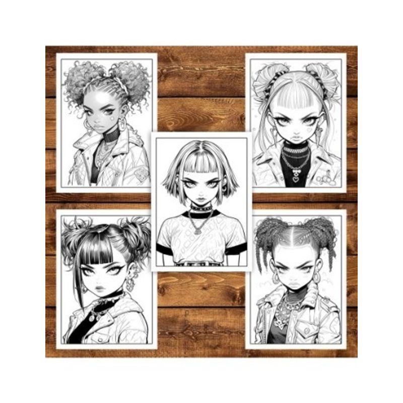 Carti si Birotica - Carti - Carti pentru copii - Carti de colorat - Carte de colorat pentru adulti, 50 de ilustratii, Anime Bad Teens - Volumul I, 106 pagini, A5 - Infinity.ro