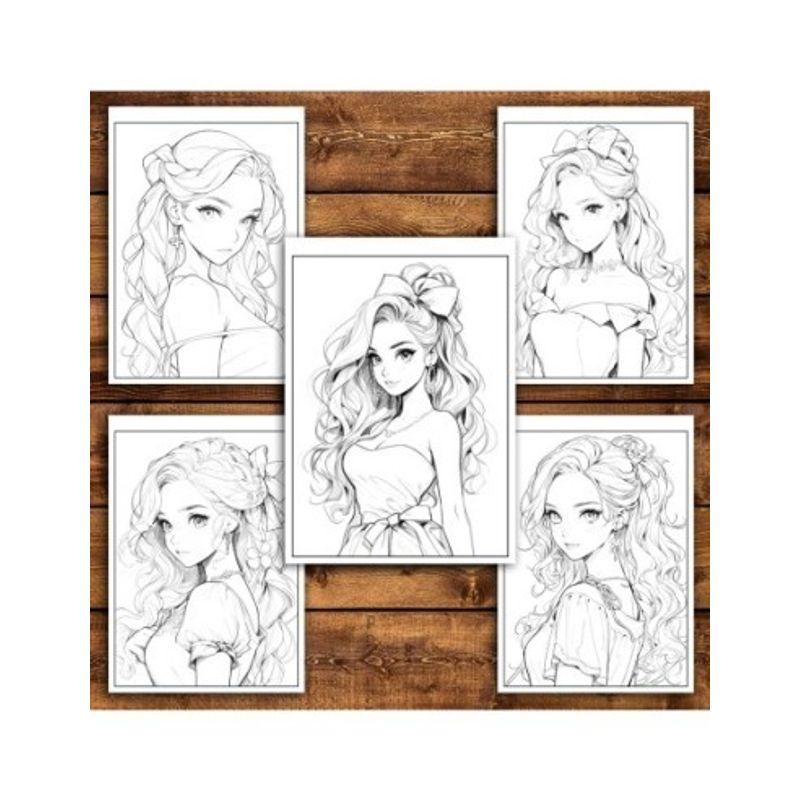 Carti si Birotica - Carti - Carti pentru copii - Carti de colorat - Carte de colorat pentru adulti, 50 de ilustratii, Anime Barbie Girls - Volumul I, 106 pagini, A5 - Infinity.ro