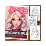 Carti si Birotica - Carti - Carti pentru copii - Carti de colorat - Carte de colorat pentru adulti, 50 de ilustratii, Anime Barbie Girls - Volumul I, 106 pagini, A5 - Infinity.ro