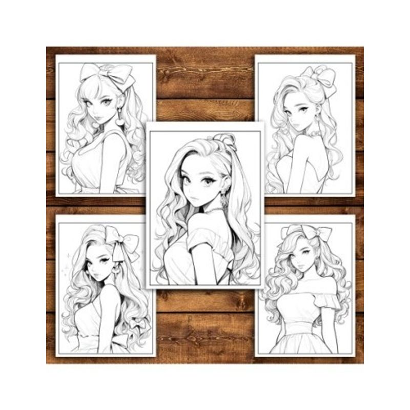 Carti si Birotica - Carti - Carti pentru copii - Carti de colorat - Carte de colorat pentru adulti, 50 de ilustratii, Anime Barbie Girls - Volumul I, 106 pagini, A5 - Infinity.ro