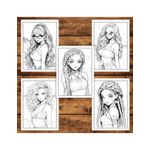 Carti si Birotica - Carti - Carti pentru copii - Carti de colorat - Carte de colorat pentru adulti, 50 de ilustratii, Anime Beach Girls, 106 pagini, A5 - Infinity.ro