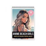 Carti si Birotica - Carti - Carti pentru copii - Carti de colorat - Carte de colorat pentru adulti, 50 de ilustratii, Anime Beach Girls, 106 pagini, A5 - Infinity.ro