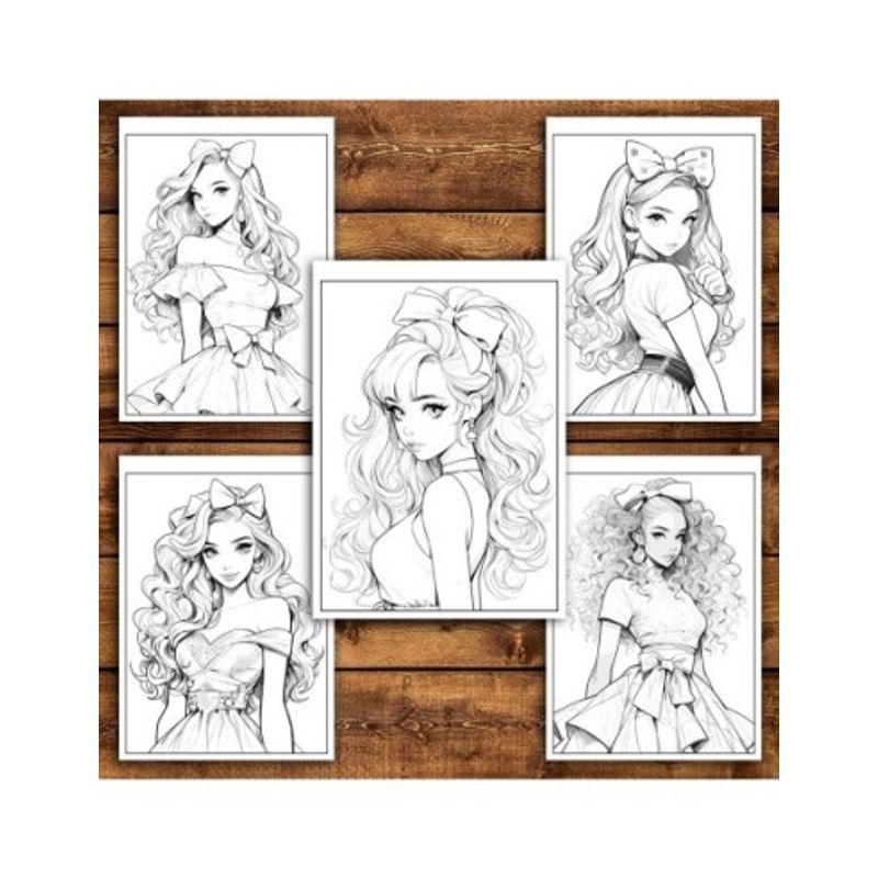 Carti si Birotica - Carti - Carti pentru copii - Carti de colorat - Carte de colorat pentru adulti, 50 de ilustratii, Anime Barbie Girls - Volumul II, 106 pagini, A5 - Infinity.ro