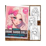Carti si Birotica - Carti - Carti pentru copii - Carti de colorat - Carte de colorat pentru adulti, 50 de ilustratii, Anime Barbie Girls - Volumul II, 106 pagini, A5 - Infinity.ro