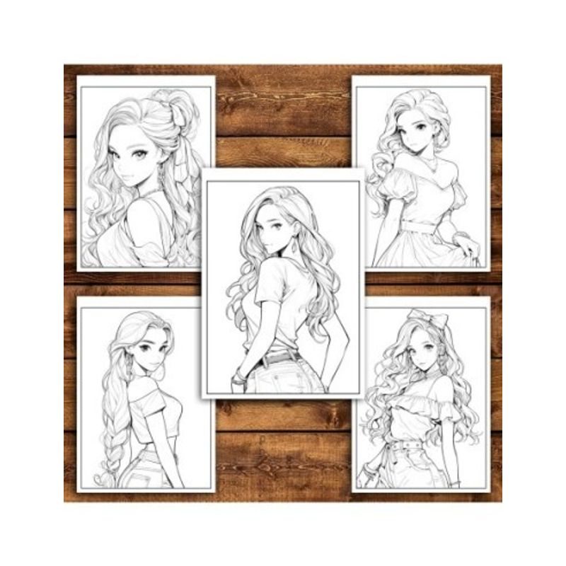 Carti si Birotica - Carti - Carti pentru copii - Carti de colorat - Carte de colorat pentru adulti, 50 de ilustratii, Anime Barbie Girls - Volumul II, 106 pagini, A5 - Infinity.ro