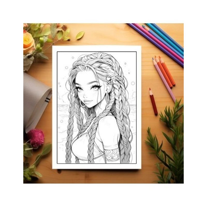 Carti si Birotica - Carti - Carti pentru copii - Carti de colorat - Carte de colorat pentru adulti, 50 de ilustratii, Anime Beach Girls, 106 pagini, A5 - Infinity.ro