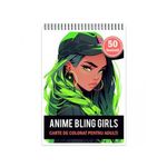 Carti si Birotica - Carti - Carti pentru copii - Carti de colorat - Carte de colorat pentru adulti, 50 de ilustratii, Anime Bling Girls, 106 pagini, A5 - Infinity.ro