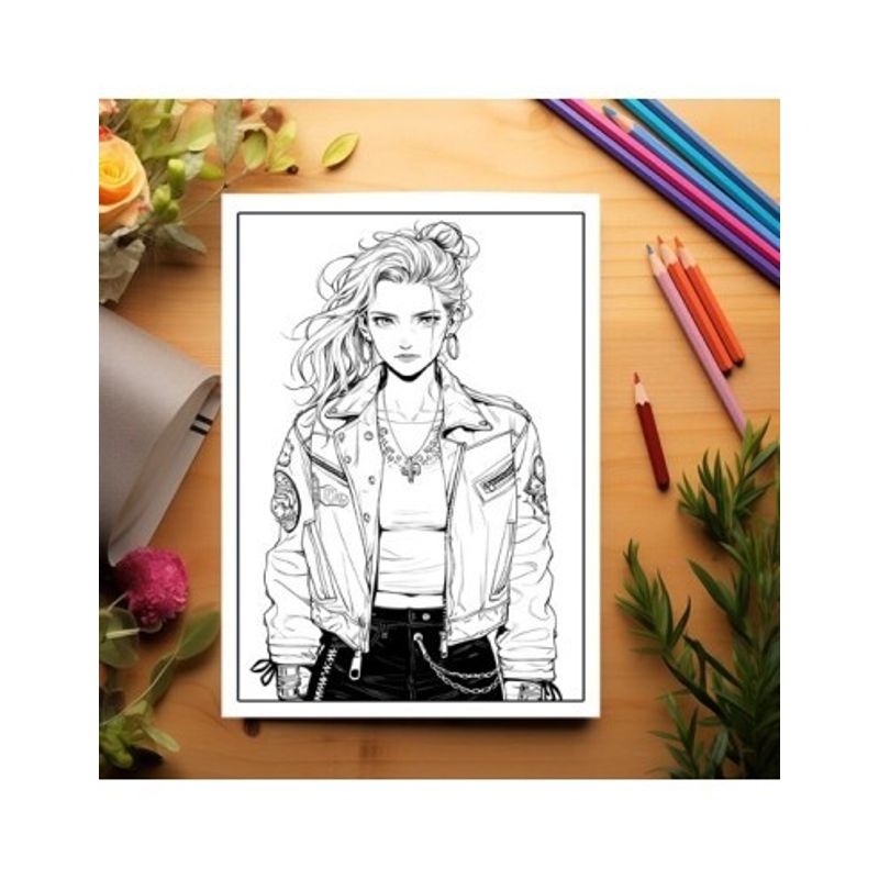Carti si Birotica - Carti - Carti pentru copii - Carti de colorat - Carte de colorat pentru adulti, 50 de ilustratii, Anime Biker Girls, 106 pagini, A5 - Infinity.ro