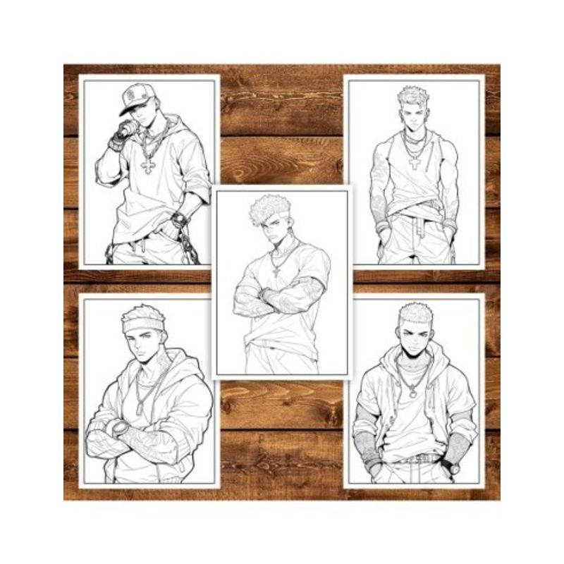 Carti si Birotica - Carti - Carti pentru copii - Carti de colorat - Carte de colorat pentru adulti, 50 de ilustratii, Anime Bling Boys, 106 pagini, A5 - Infinity.ro