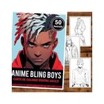 Carti si Birotica - Carti - Carti pentru copii - Carti de colorat - Carte de colorat pentru adulti, 50 de ilustratii, Anime Bling Boys, 106 pagini, A5 - Infinity.ro