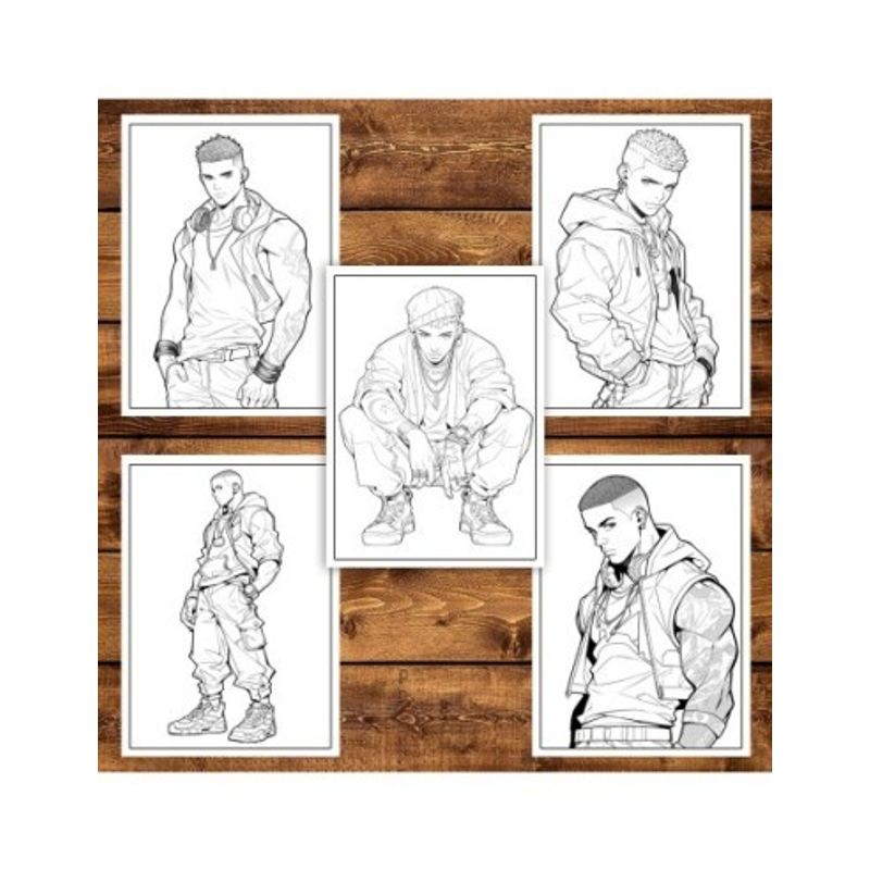 Carti si Birotica - Carti - Carti pentru copii - Carti de colorat - Carte de colorat pentru adulti, 50 de ilustratii, Anime Bling Boys, 106 pagini, A5 - Infinity.ro