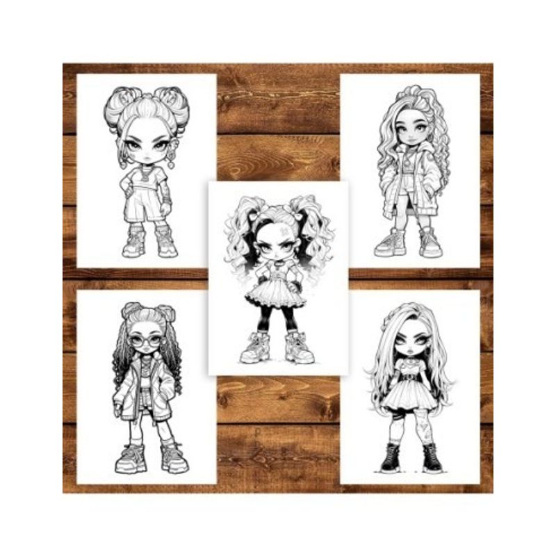 Carti si Birotica - Carti - Carti pentru copii - Carti de colorat - Carte de colorat pentru adulti, 50 de ilustratii, Anime Dolls - Volumul II, 106 pagini, A5 - Infinity.ro
