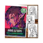 Carti si Birotica - Carti - Carti pentru copii - Carti de colorat - Carte de colorat pentru adulti, 50 de ilustratii, Anime Elf Boys, 106 pagini, A5 - Infinity.ro