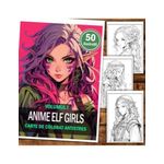 Carti si Birotica - Carti - Carti pentru copii - Carti de colorat - Carte de colorat pentru adulti, 50 de ilustratii, Anime Elves Girls, 106 pagini, A5 - Infinity.ro