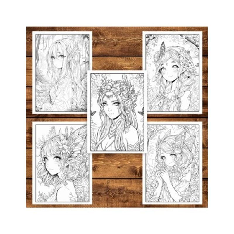 Carti si Birotica - Carti - Carti pentru copii - Carti de colorat - Carte de colorat pentru adulti, 50 de ilustratii, Anime Fairies - Volumul I, 106 pagini, A5 - Infinity.ro