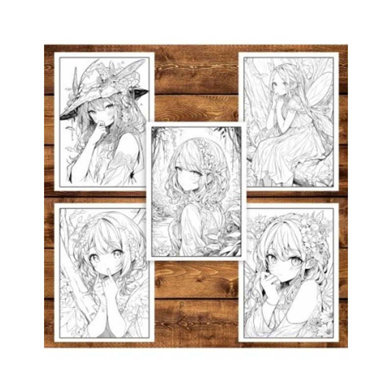 Carti si Birotica - Carti - Carti pentru copii - Carti de colorat - Carte de colorat pentru adulti, 50 de ilustratii, Anime Fairies - Volumul I, 106 pagini, A5 - Infinity.ro