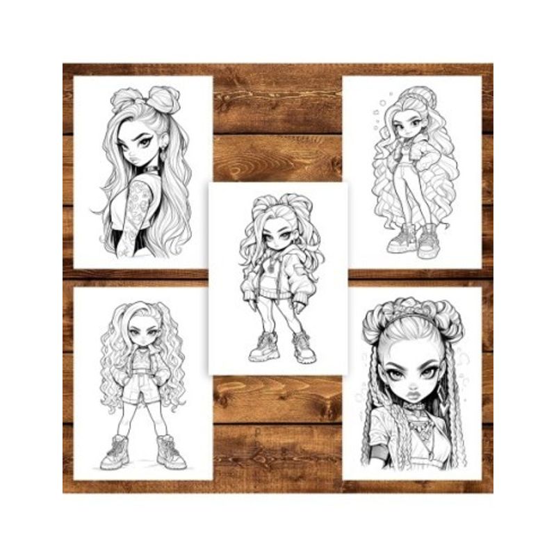 Carti si Birotica - Carti - Carti pentru copii - Carti de colorat - Carte de colorat pentru adulti, 50 de ilustratii, Anime Dolls - Volumul I, 106 pagini, A5 - Infinity.ro