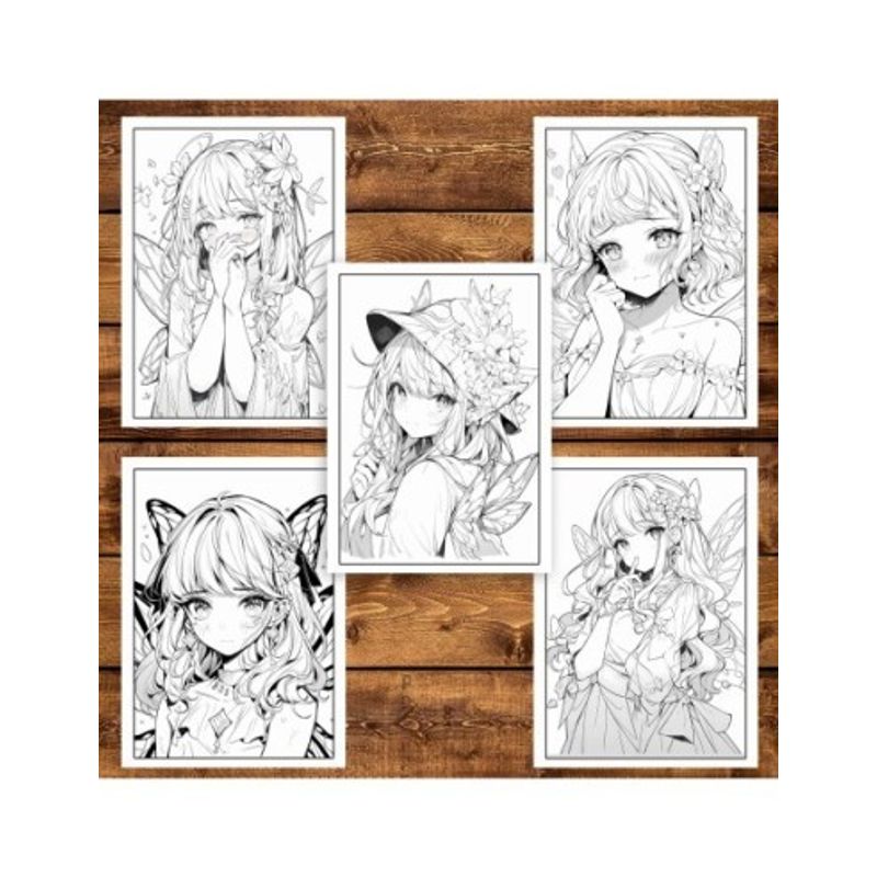 Carti si Birotica - Carti - Carti pentru copii - Carti de colorat - Carte de colorat pentru adulti, 50 de ilustratii, Anime Fairies - Volumul I, 106 pagini, A5 - Infinity.ro