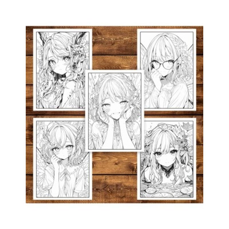 Carti si Birotica - Carti - Carti pentru copii - Carti de colorat - Carte de colorat pentru adulti, 50 de ilustratii, Anime Fairies - Volumul II, 106 pagini, A5 - Infinity.ro
