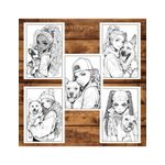 Carti si Birotica - Carti - Carti pentru copii - Carti de colorat - Carte de colorat pentru adulti, 50 de ilustratii, Anime Girls with Dogs, 106 pagini, A5 - Infinity.ro