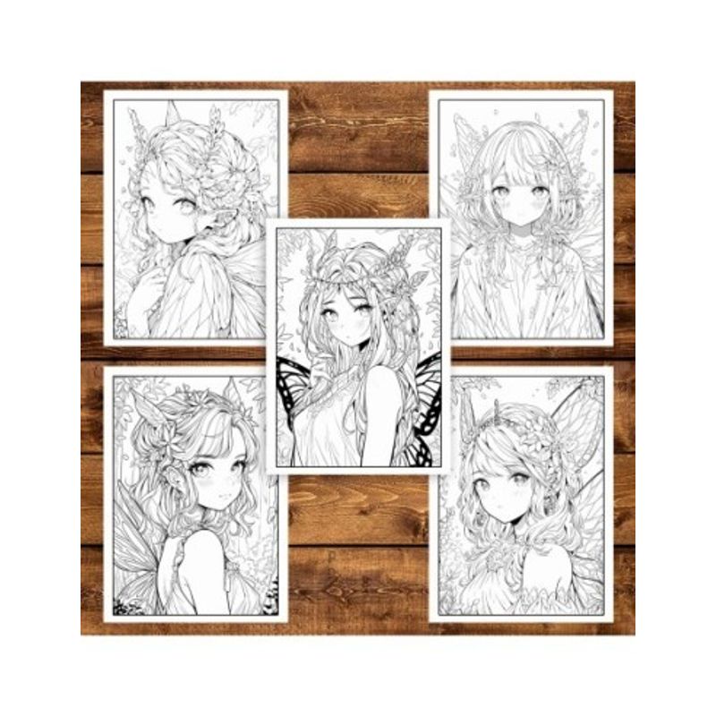 Carti si Birotica - Carti - Carti pentru copii - Carti de colorat - Carte de colorat pentru adulti, 50 de ilustratii, Anime Fairies - Volumul II, 106 pagini, A5 - Infinity.ro