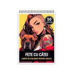 Carti si Birotica - Carti - Carti pentru copii - Carti de colorat - Carte de colorat pentru adulti, 50 de ilustratii, Anime Girls with Dogs, 106 pagini, A5 - Infinity.ro