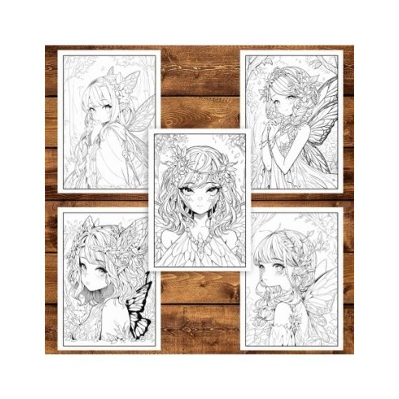 Carti si Birotica - Carti - Carti pentru copii - Carti de colorat - Carte de colorat pentru adulti, 50 de ilustratii, Anime Fairies - Volumul II, 106 pagini, A5 - Infinity.ro
