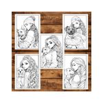 Carti si Birotica - Carti - Carti pentru copii - Carti de colorat - Carte de colorat pentru adulti, 50 de ilustratii, Anime Girls with Dogs, 106 pagini, A5 - Infinity.ro
