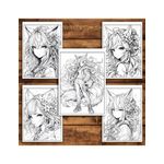 Carti si Birotica - Carti - Carti pentru copii - Carti de colorat - Carte de colorat pentru adulti, 50 de ilustratii, Anime Fox Girls, 106 pagini, A5 - Infinity.ro