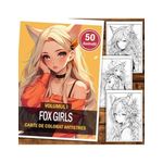 Carti si Birotica - Carti - Carti pentru copii - Carti de colorat - Carte de colorat pentru adulti, 50 de ilustratii, Anime Fox Girls, 106 pagini, A5 - Infinity.ro