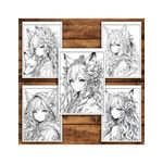 Carti si Birotica - Carti - Carti pentru copii - Carti de colorat - Carte de colorat pentru adulti, 50 de ilustratii, Anime Fox Girls, 106 pagini, A5 - Infinity.ro