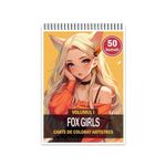 Carti si Birotica - Carti - Carti pentru copii - Carti de colorat - Carte de colorat pentru adulti, 50 de ilustratii, Anime Fox Girls, 106 pagini, A5 - Infinity.ro