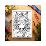 Carti si Birotica - Carti - Carti pentru copii - Carti de colorat - Carte de colorat pentru adulti, 50 de ilustratii, Anime Fox Girls, 106 pagini, A5 - Infinity.ro