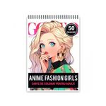 Carti si Birotica - Carti - Carti pentru copii - Carti de colorat - Carte de colorat pentru adulti, 50 de ilustratii, Anime Fashion Girls, 106 pagini, A5 - Infinity.ro