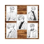 Carti si Birotica - Carti - Carti pentru copii - Carti de colorat - Carte de colorat pentru adulti, 50 de ilustratii, Anime Fashion Boys, 106 pagini, A5 - Infinity.ro