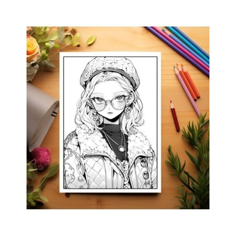 Carti si Birotica - Carti - Carti pentru copii - Carti de colorat - Carte de colorat pentru adulti, 50 de ilustratii, Anime Fashion Girls, 106 pagini, A5 - Infinity.ro