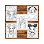 Carti si Birotica - Carti - Carti pentru copii - Carti de colorat - Carte de colorat pentru adulti, 50 de ilustratii, Anime Galaxy Girls, 106 pagini, A5 - Infinity.ro