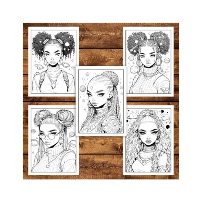 Carti si Birotica - Carti - Carti pentru copii - Carti de colorat - Carte de colorat pentru adulti, 50 de ilustratii, Anime Galaxy Girls, 106 pagini, A5 - Infinity.ro