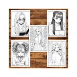 Carti si Birotica - Carti - Carti pentru copii - Carti de colorat - Carte de colorat pentru adulti, 50 de ilustratii, Anime Girls With Books, 106 pagini, A5 - Infinity.ro
