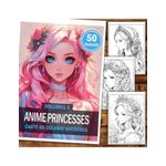 Carti si Birotica - Carti - Carti pentru copii - Carti de colorat - Carte de colorat pentru adulti, 50 de ilustratii, Anime Princesses - Volumul II, 106 pagini, A5 - Infinity.ro
